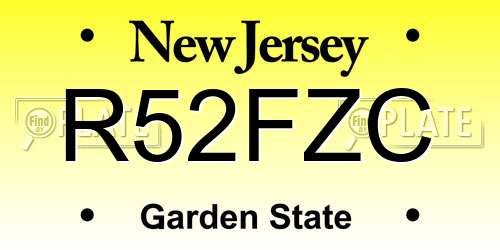 R52FZC New Jersey License Plate