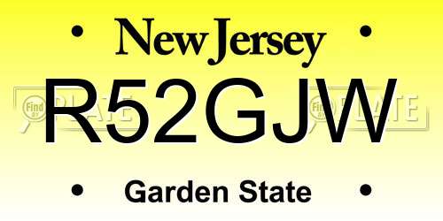 R52GJW New Jersey License Plate