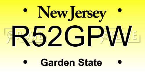 R52GPW New Jersey License Plate