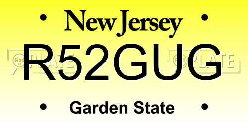 R52GUG New Jersey License Plate