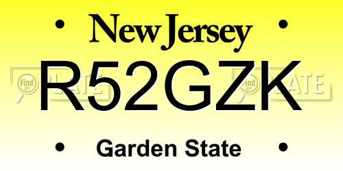 R52GZK New Jersey License Plate