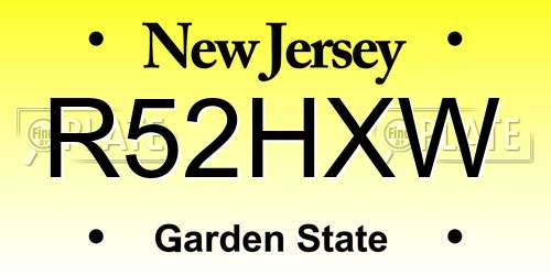 R52HXW New Jersey License Plate