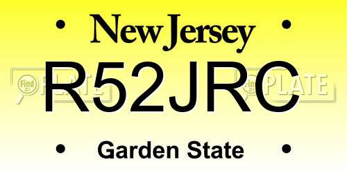 R52JRC New Jersey License Plate