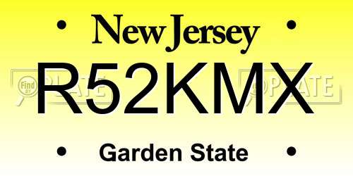 R52KMX New Jersey License Plate
