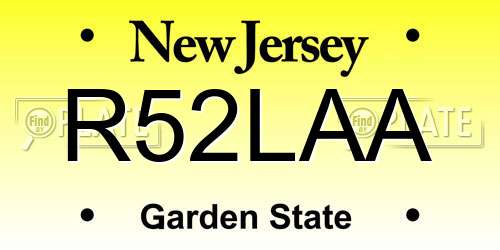 R52LAA New Jersey License Plate
