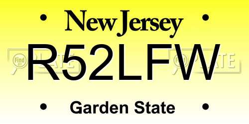 R52LFW New Jersey License Plate