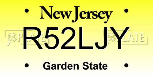 R52LJY New Jersey License Plate