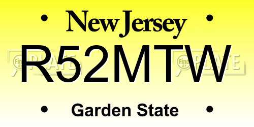 R52MTW New Jersey License Plate