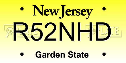 R52NHD New Jersey License Plate