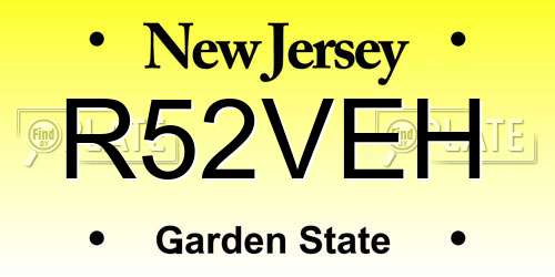 R52VEH New Jersey License Plate