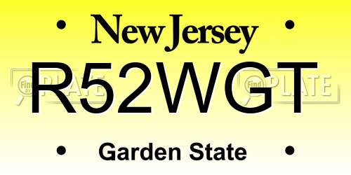 R52WGT New Jersey License Plate