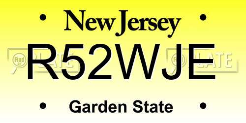 R52WJE New Jersey License Plate