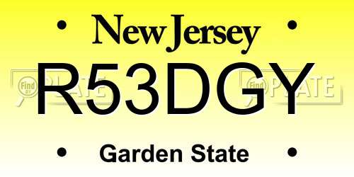 R53DGY New Jersey License Plate