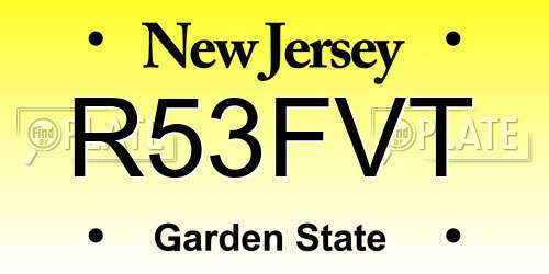 R53FVT New Jersey License Plate