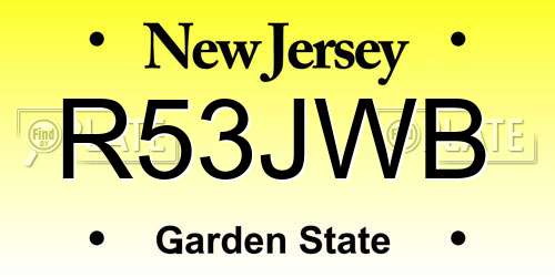 R53JWB New Jersey License Plate