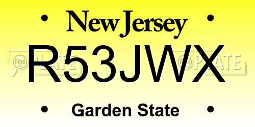 R53JWX New Jersey License Plate