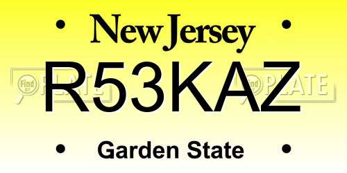 R53KAZ New Jersey License Plate