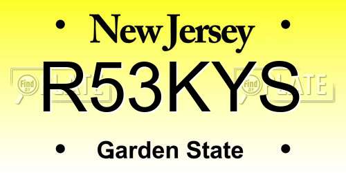 R53KYS New Jersey License Plate