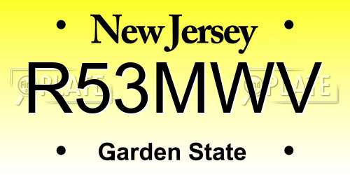 R53MWV New Jersey License Plate