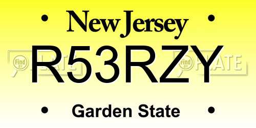 R53RZY New Jersey License Plate