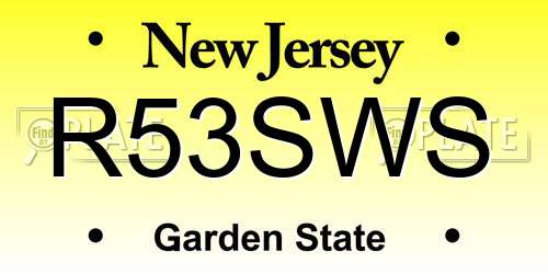 R53SWS New Jersey License Plate