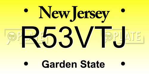 R53VTJ New Jersey License Plate