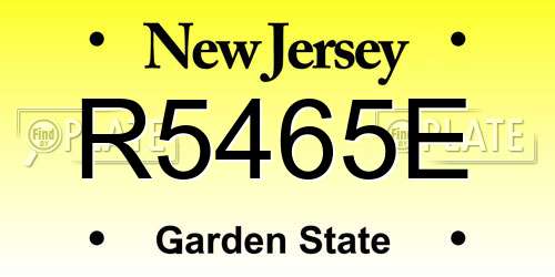 R5465E New Jersey License Plate