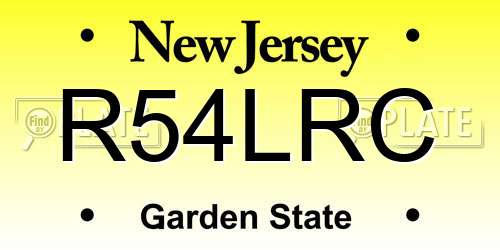 R54LRC New Jersey License Plate