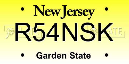 R54NSK New Jersey License Plate