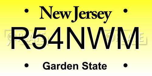 R54NWM New Jersey License Plate