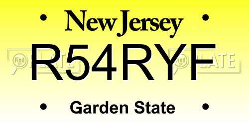 R54RYF New Jersey License Plate