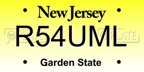R54UML New Jersey License Plate
