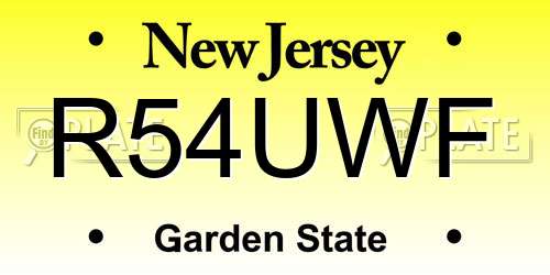 R54UWF New Jersey License Plate