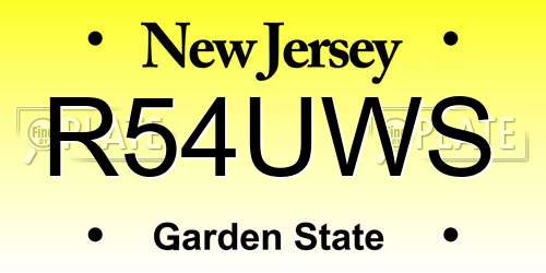 R54UWS New Jersey License Plate