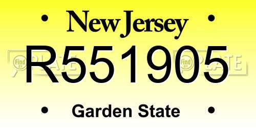 R551905 New Jersey License Plate