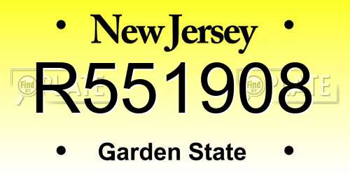 R551908 New Jersey License Plate