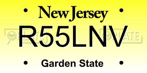 R55LNV New Jersey License Plate