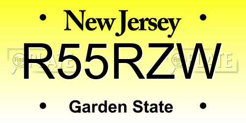 R55RZW New Jersey License Plate