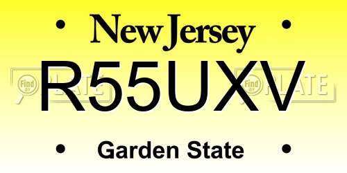 R55UXV New Jersey License Plate
