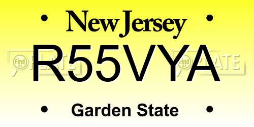 R55VYA New Jersey License Plate