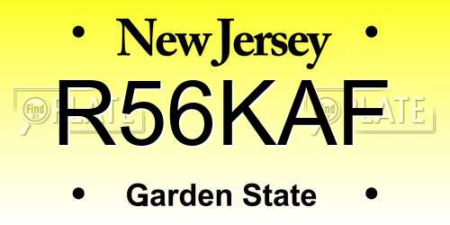 R56KAF New Jersey License Plate