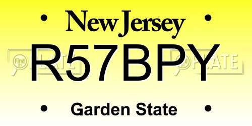 R57BPY New Jersey License Plate