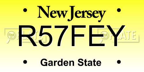 R57FEY New Jersey License Plate