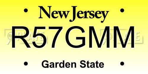 R57GMM New Jersey License Plate