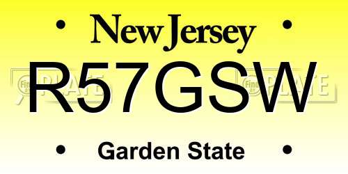 R57GSW New Jersey License Plate