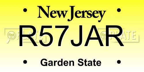 R57JAR New Jersey License Plate