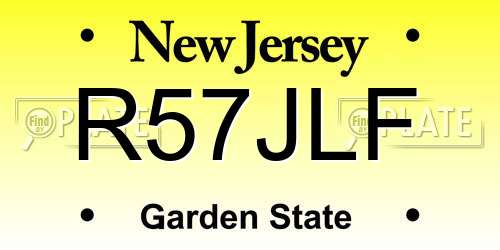 R57JLF New Jersey License Plate