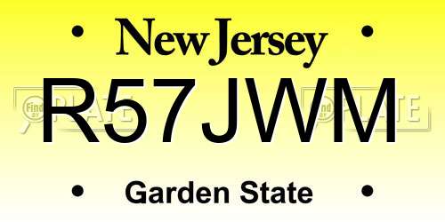 R57JWM New Jersey License Plate