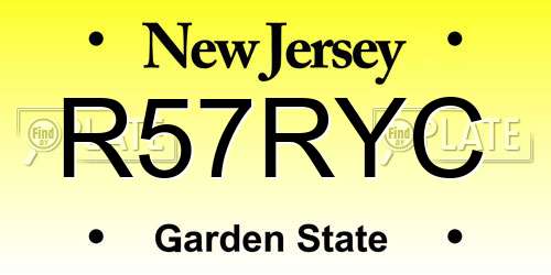 R57RYC New Jersey License Plate