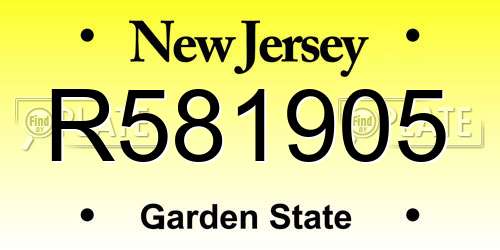 R581905 New Jersey License Plate